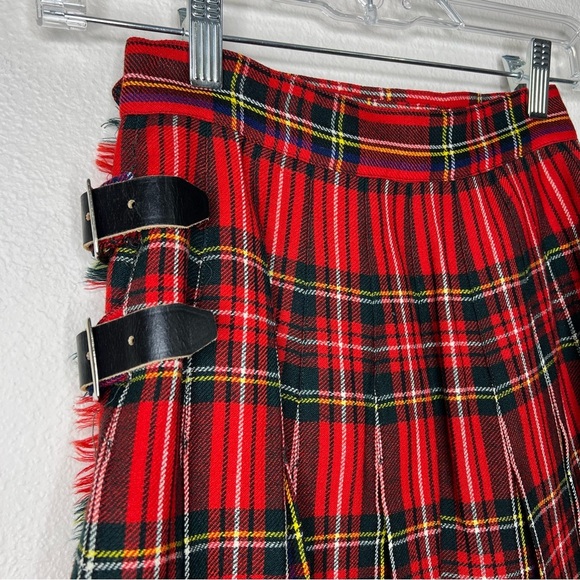 Vintage Florence Walsh Classic Red Scottish Tartan Plaid Wool Pleated Kilt Skirt - Picture 9 of 10